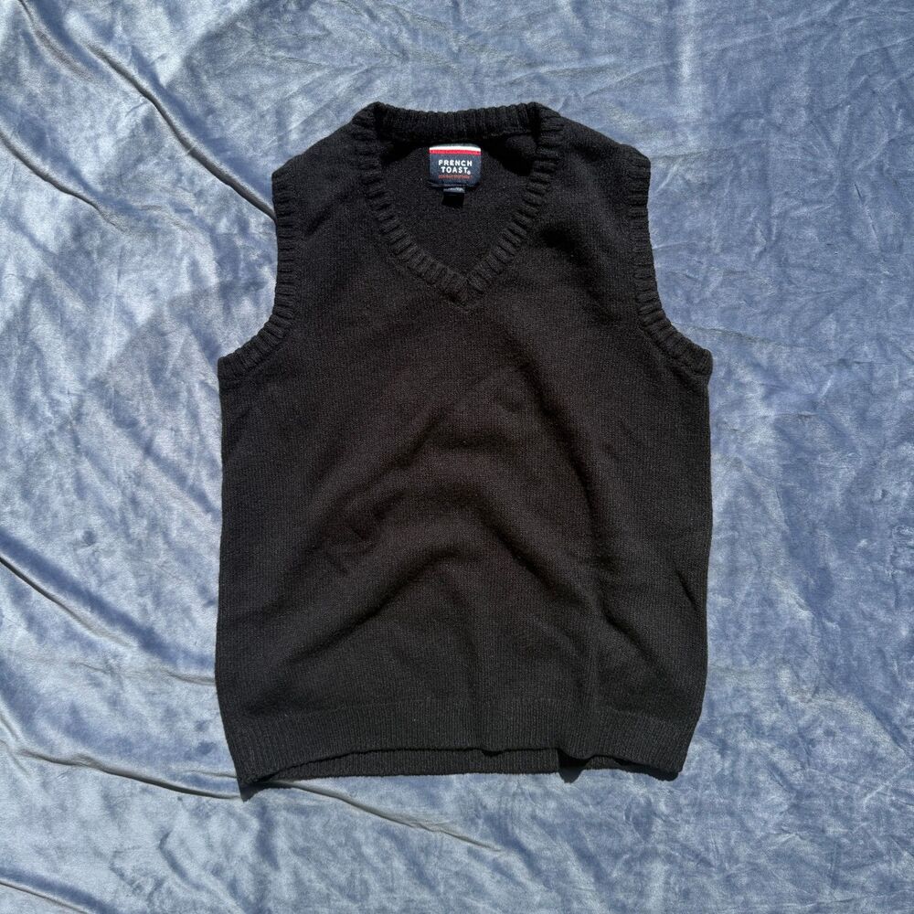 French Toast Black Knit Sweater Vest Kids Size L 10/12